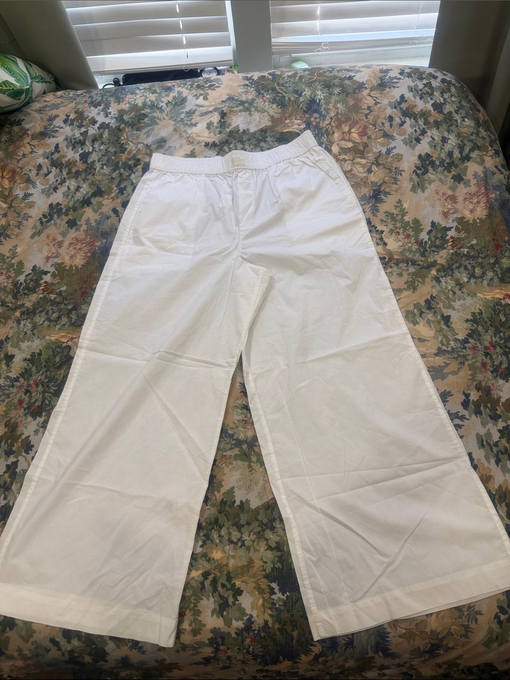 NWT - J Crew End on End Cotton Wide Leg Pajama Pant White - Large